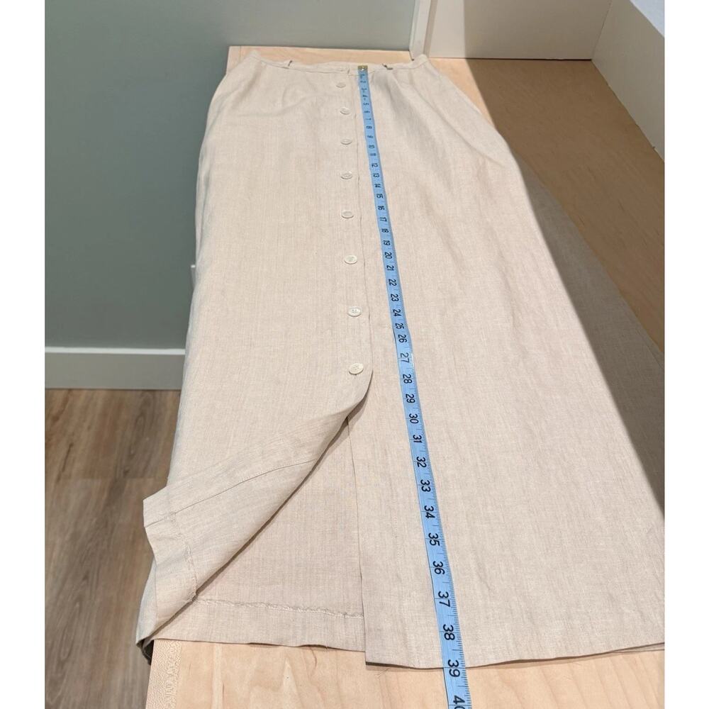 Vintage Brooks Brothers Linen Maxi Skirt Size 2 Button Front Pockets A-Line - Picture 12 of 14
